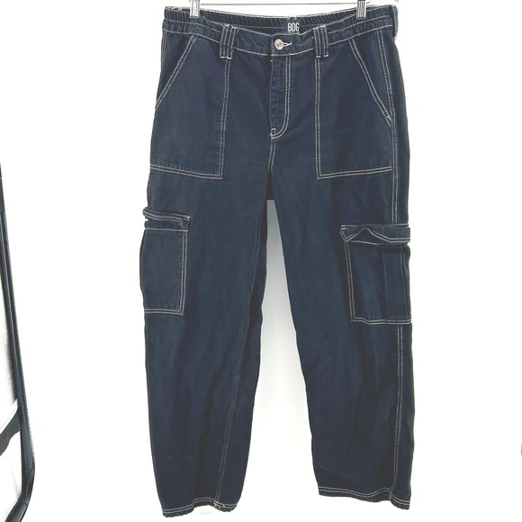 BDG Urban Outfitters Skate Jean W34 Black Contrast Stitch Cargo Pants Mens - Picture 4 of 5